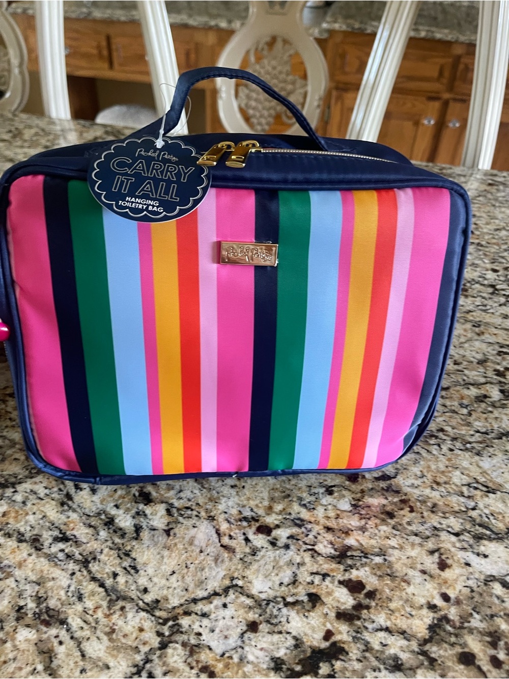 Packed Party Carry It All Hanging Toiletry Bag - Pink Multicolor Stripe